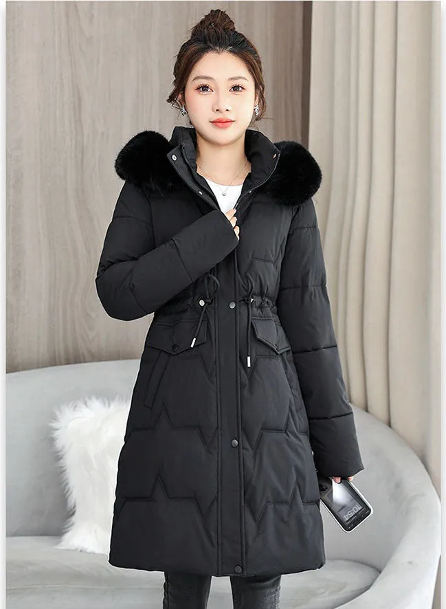 Water-Resistant and Windproof Hooded Puffer Coat for Women