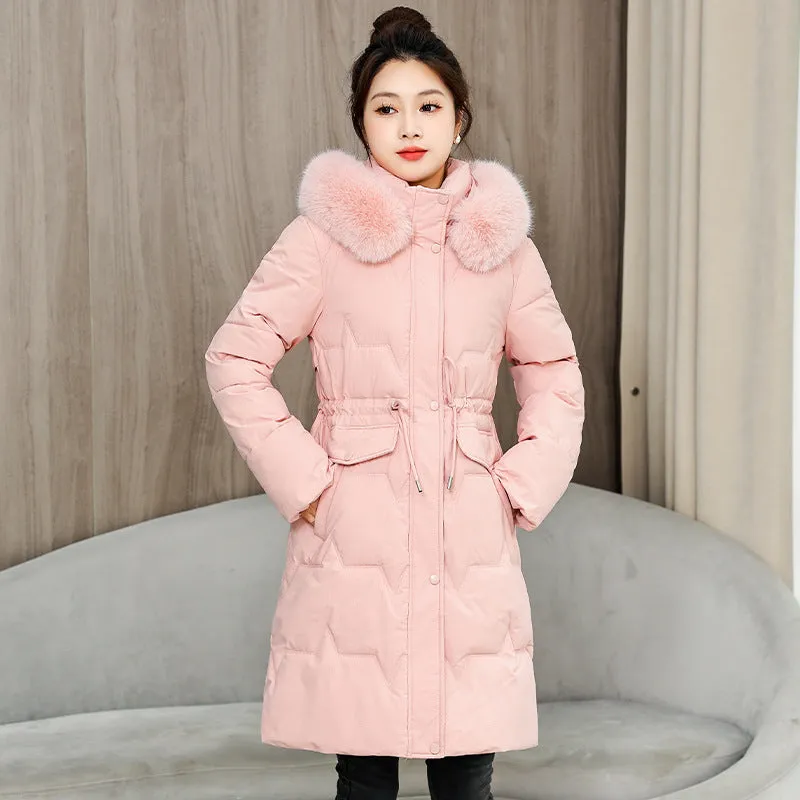 Water-Resistant and Windproof Hooded Puffer Coat for Women