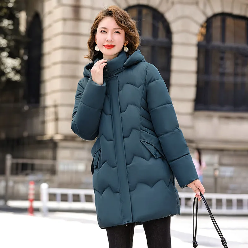Water-resistant Quilted Puffer Jacket for Women Full-zip and Windproof