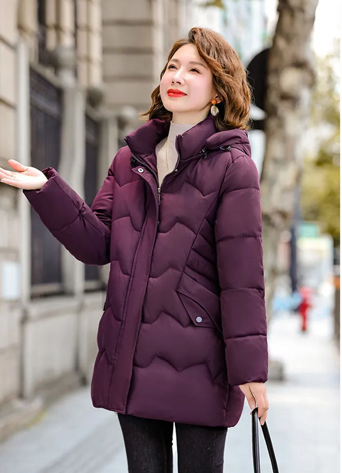 Water-resistant Quilted Puffer Jacket for Women Full-zip and Windproof