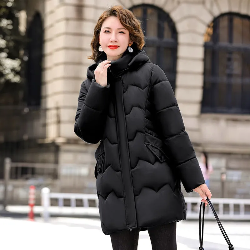 Water-resistant Quilted Puffer Jacket for Women Full-zip and Windproof