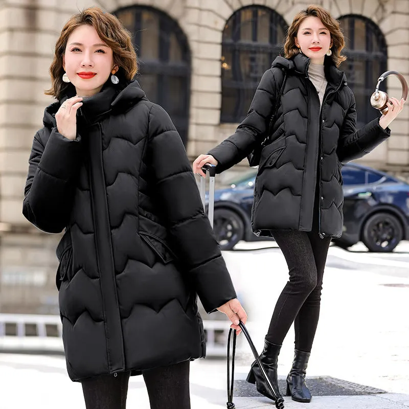 Water-resistant Quilted Puffer Jacket for Women Full-zip and Windproof
