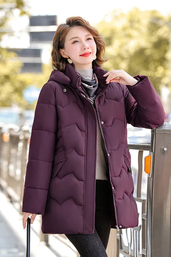 Water-resistant Quilted Puffer Jacket for Women Full-zip and Windproof