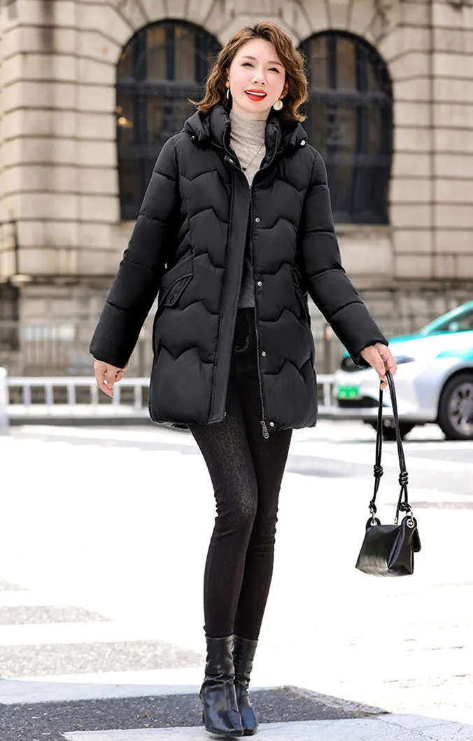 Water-resistant Quilted Puffer Jacket for Women Full-zip and Windproof
