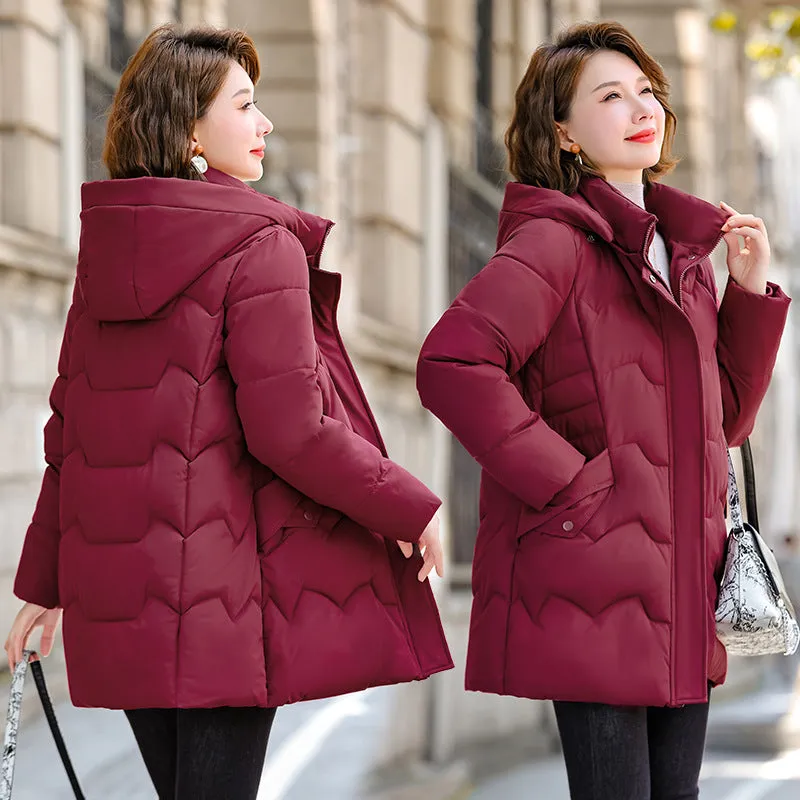 Water-resistant Quilted Puffer Jacket for Women Full-zip and Windproof