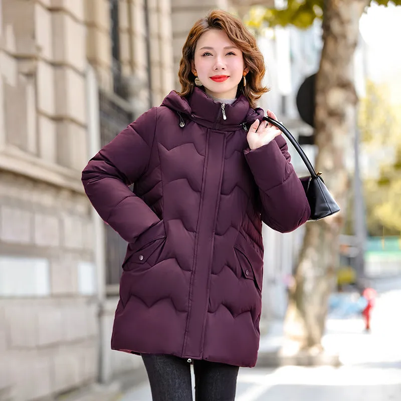 Water-resistant Quilted Puffer Jacket for Women Full-zip and Windproof