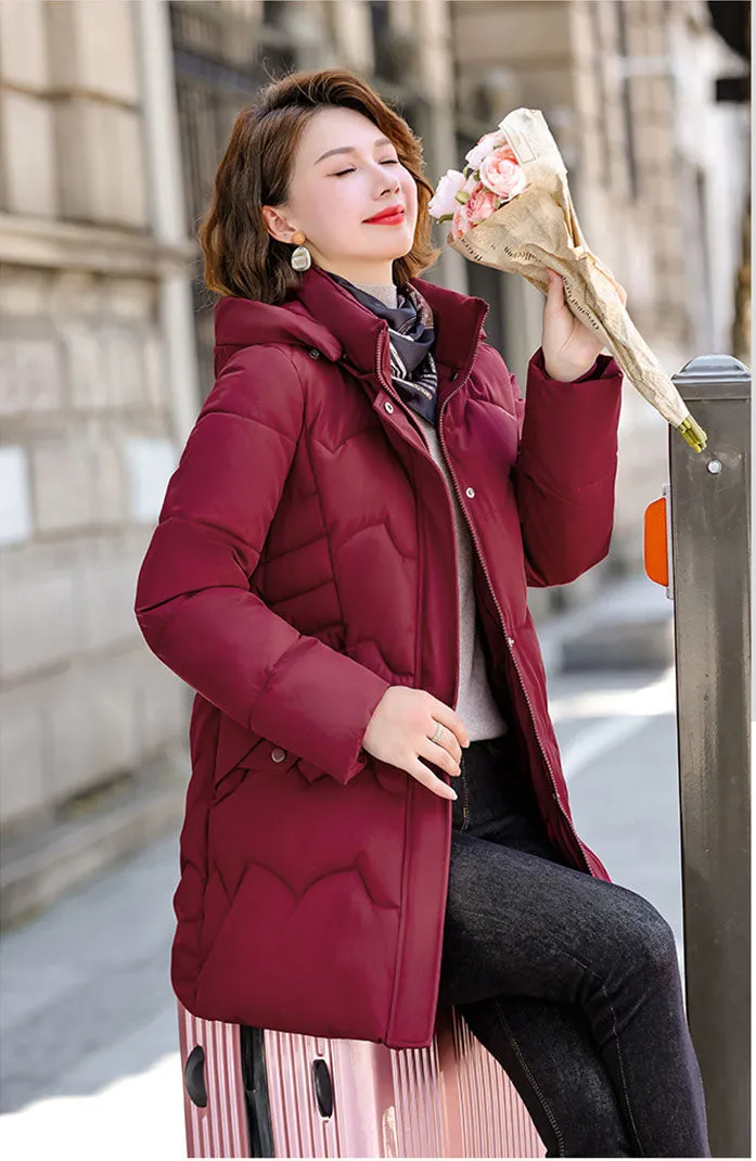 Water-resistant Quilted Puffer Jacket for Women Full-zip and Windproof