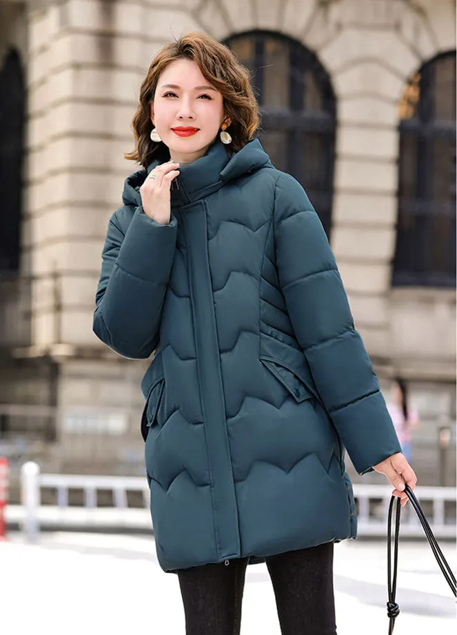 Water-resistant Quilted Puffer Jacket for Women Full-zip and Windproof
