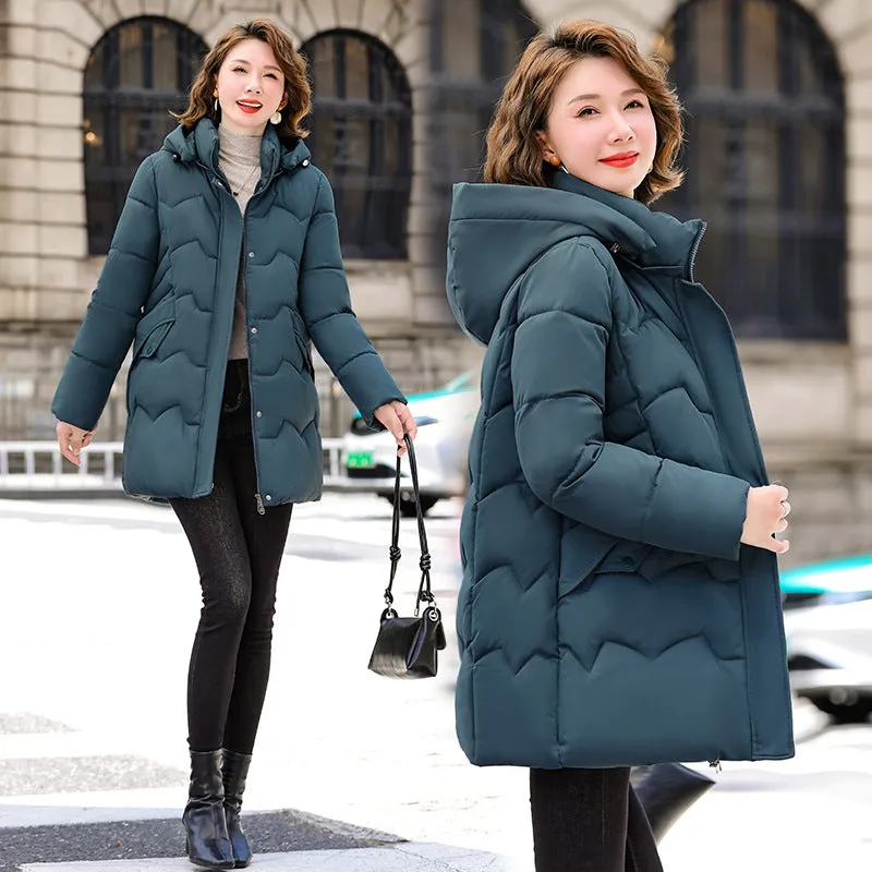 Water-resistant Quilted Puffer Jacket for Women Full-zip and Windproof