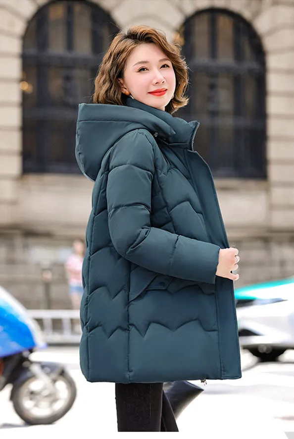 Water-resistant Quilted Puffer Jacket for Women Full-zip and Windproof