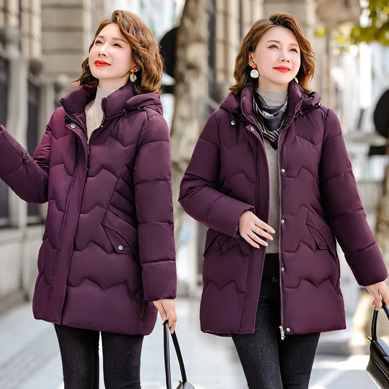 Water-resistant Quilted Puffer Jacket for Women Full-zip and Windproof