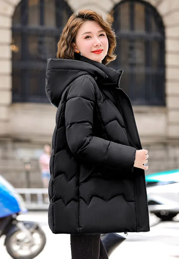Water-resistant Quilted Puffer Jacket for Women Full-zip and Windproof