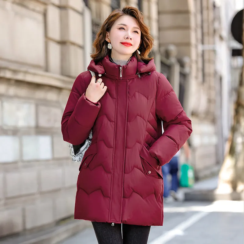 Water-resistant Quilted Puffer Jacket for Women Full-zip and Windproof