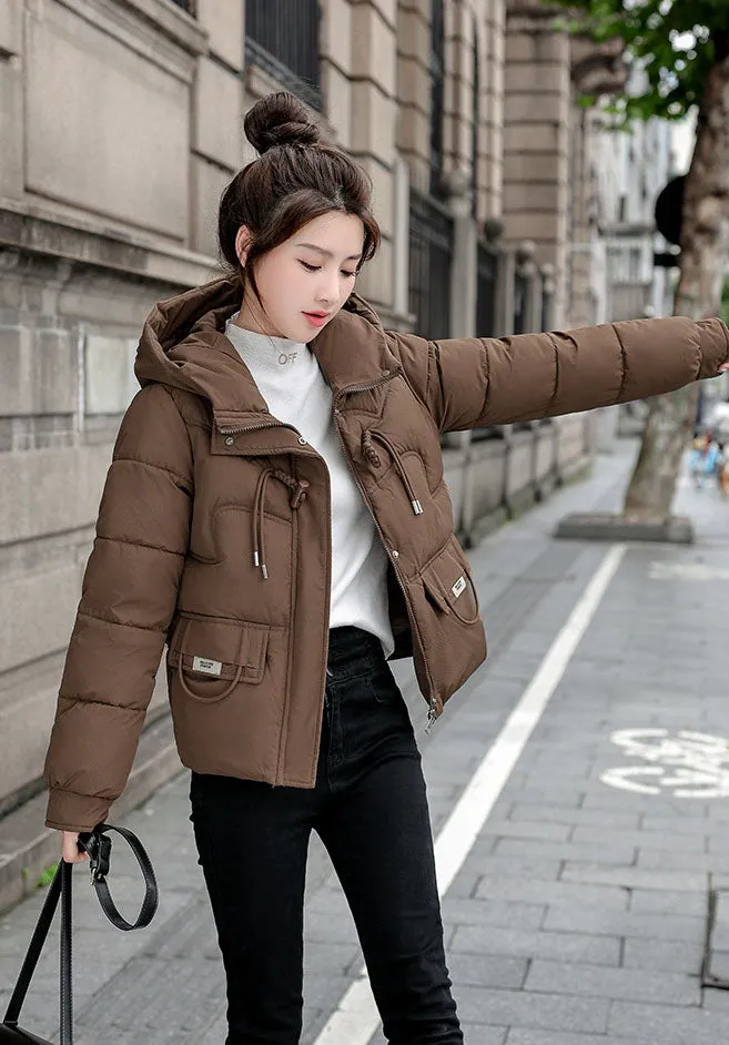 Water-resistant Quilted Puffer Jacket with Full Zip and Stain-resistant Material