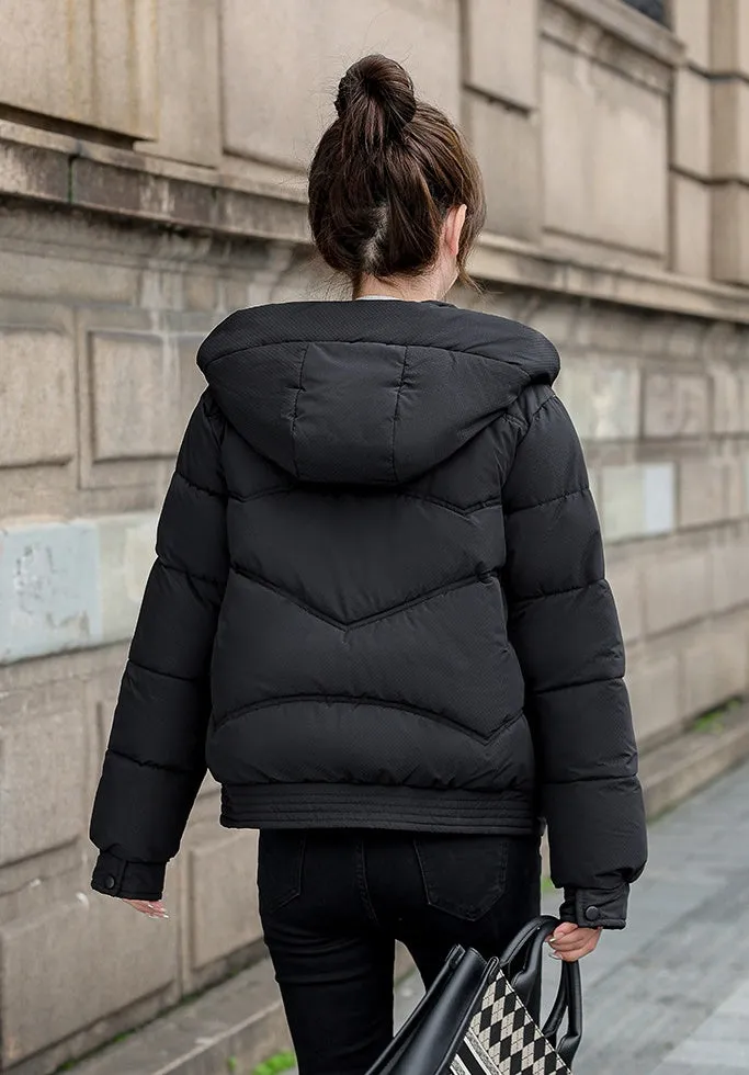 Water-resistant Quilted Puffer Jacket with Full Zip and Stain-resistant Material