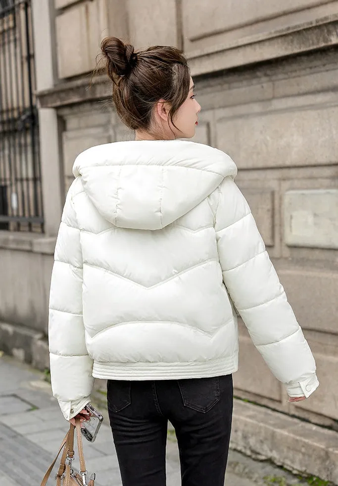 Water-resistant Quilted Puffer Jacket with Full Zip and Stain-resistant Material