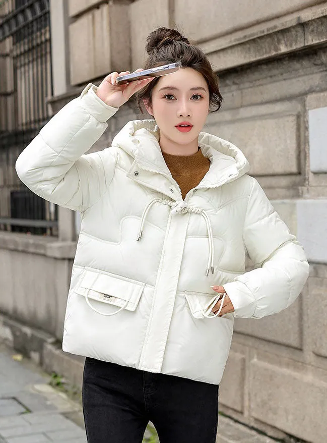 Water-resistant Quilted Puffer Jacket with Full Zip and Stain-resistant Material