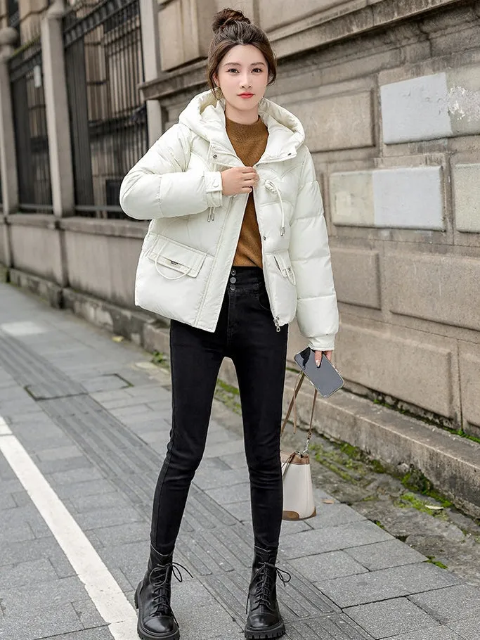 Water-resistant Quilted Puffer Jacket with Full Zip and Stain-resistant Material