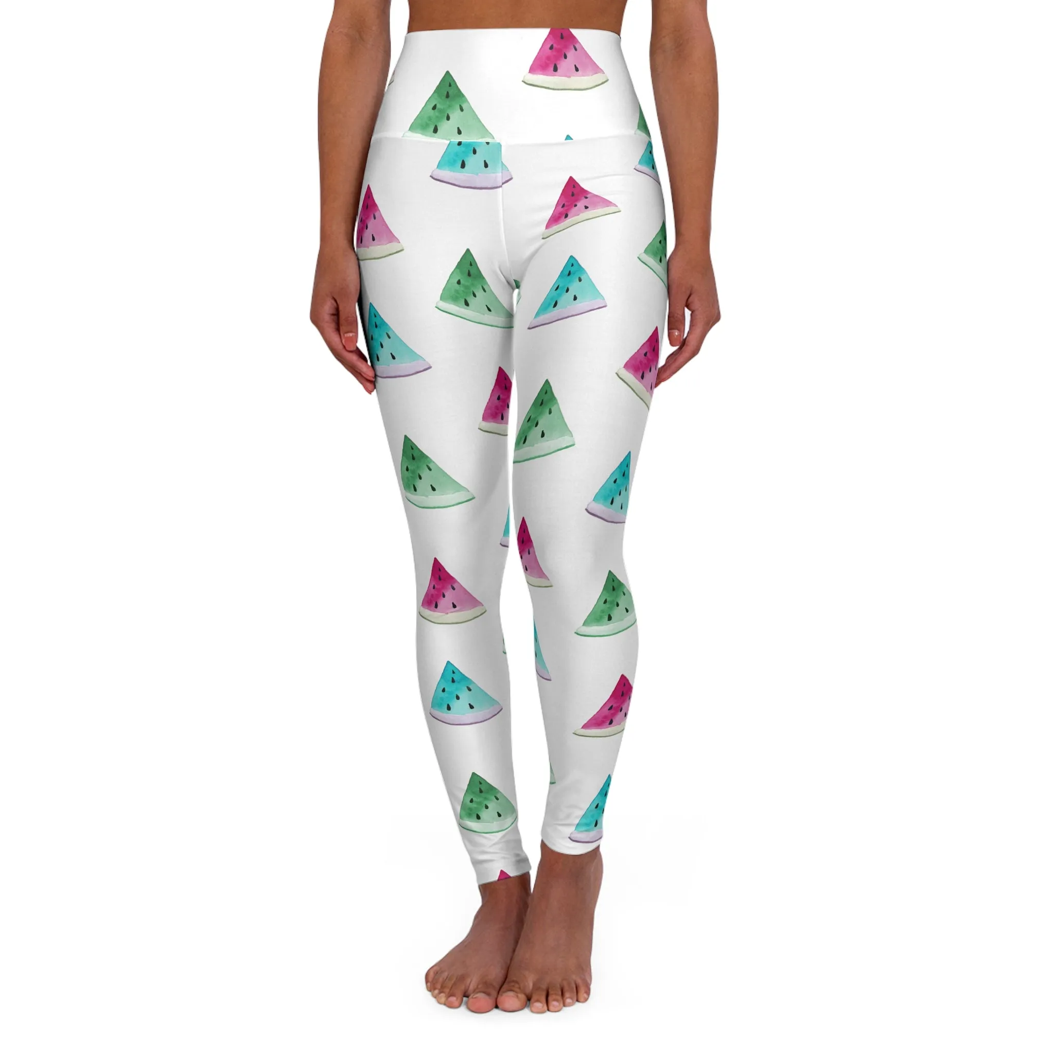 Watermelon Print High Waisted Yoga Leggings - Fun & Stylish Activewear