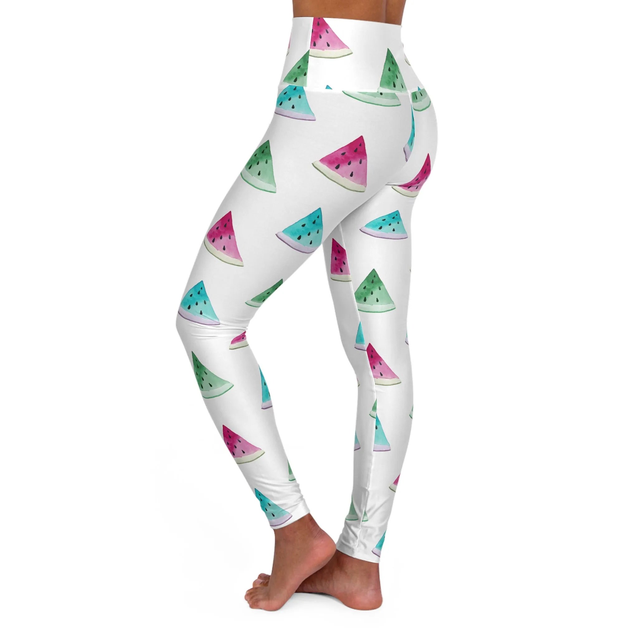 Watermelon Print High Waisted Yoga Leggings - Fun & Stylish Activewear