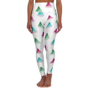 Watermelon Print High Waisted Yoga Leggings - Fun & Stylish Activewear