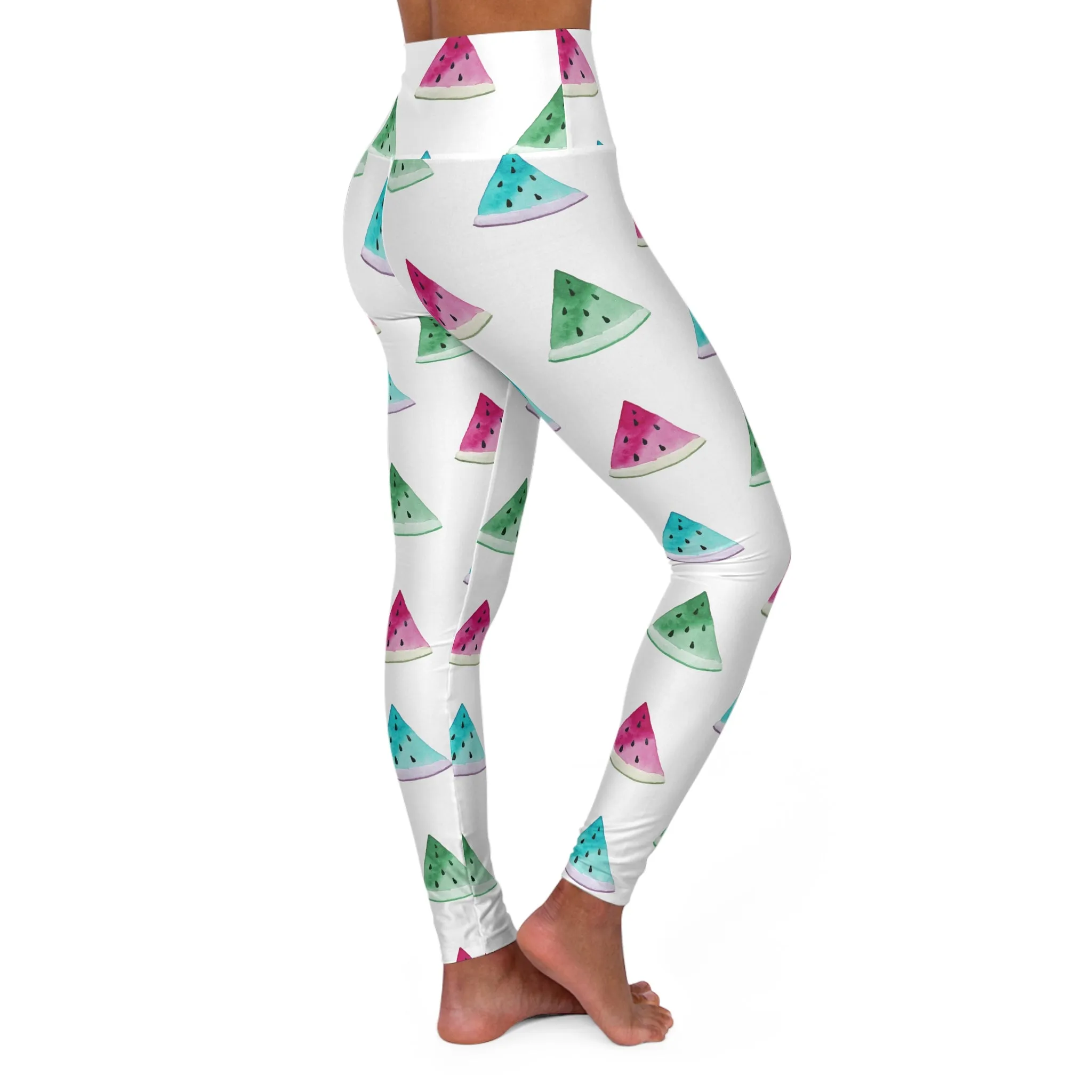 Watermelon Print High Waisted Yoga Leggings - Fun & Stylish Activewear