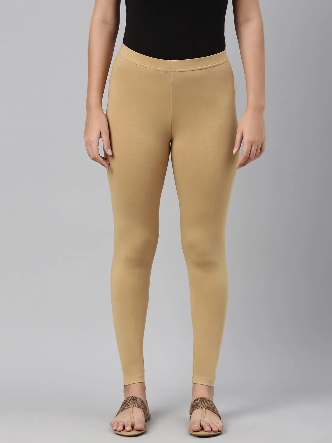 Wheat Cotton Stretch Ankle Length Leggings