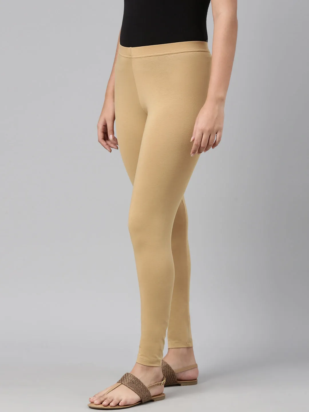 Wheat Cotton Stretch Ankle Length Leggings