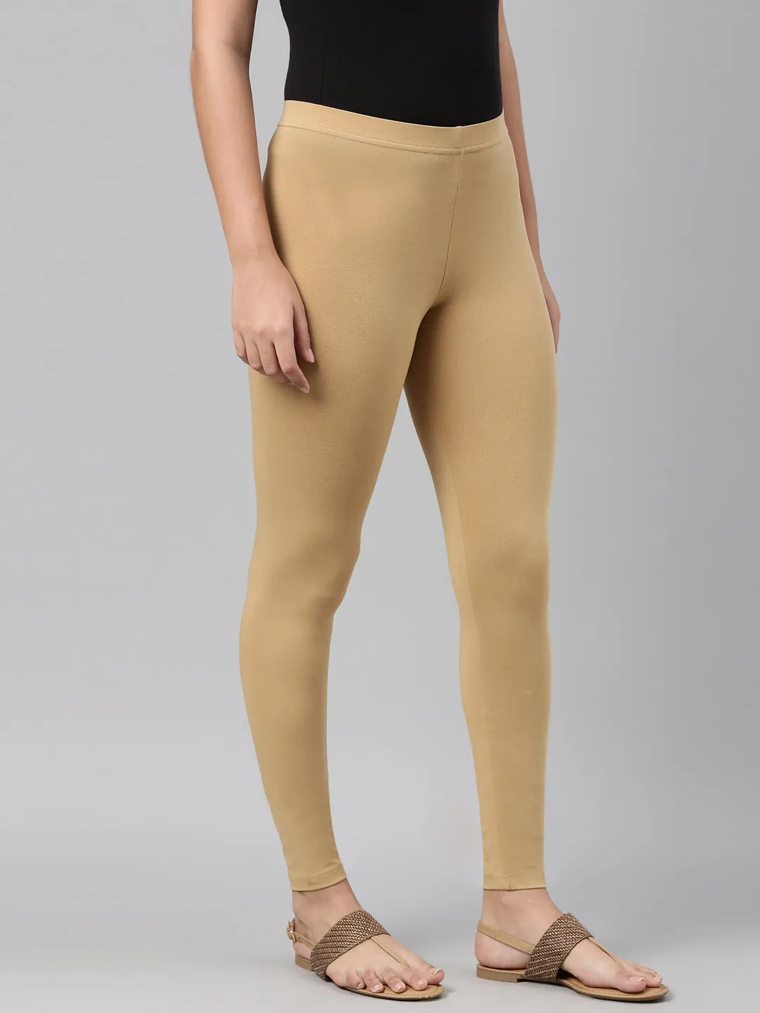 Wheat Cotton Stretch Ankle Length Leggings