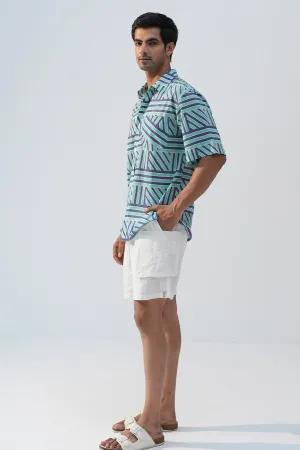 White Cotton Linen Cargo Shorts