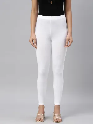White Cotton Stretch Ankle Length Leggings