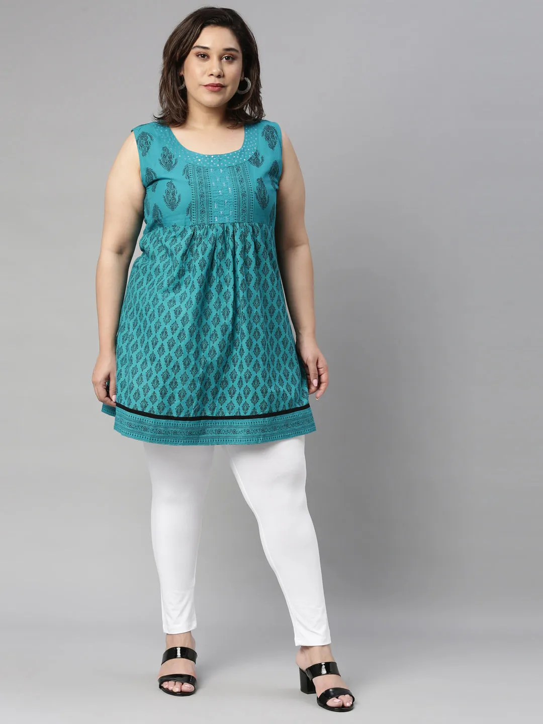 White Cotton Stretch Ankle Length Leggings