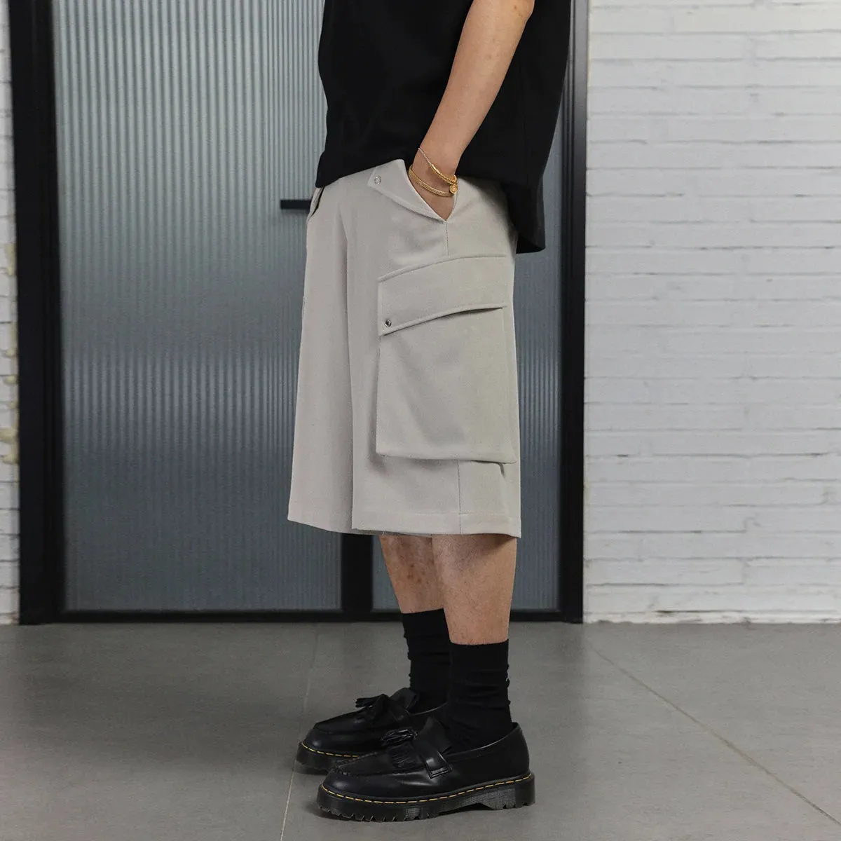 Wide-Leg Cargo Shorts