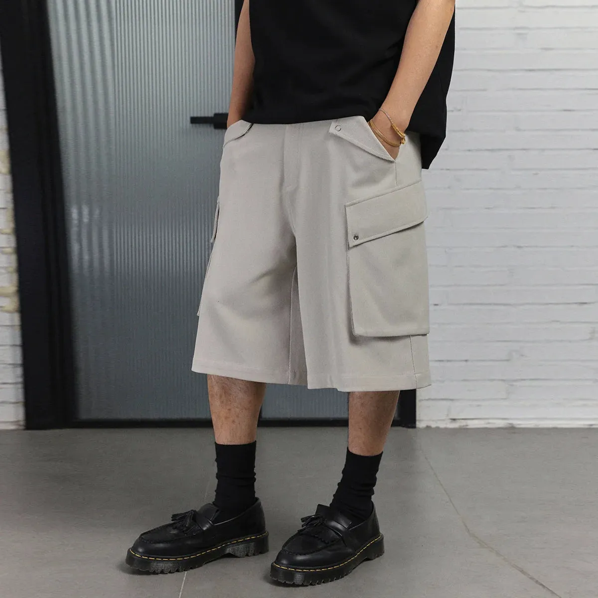 Wide-Leg Cargo Shorts