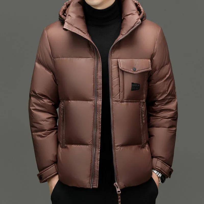 Windproof Padded Puffer Jacket featuring Solid Design