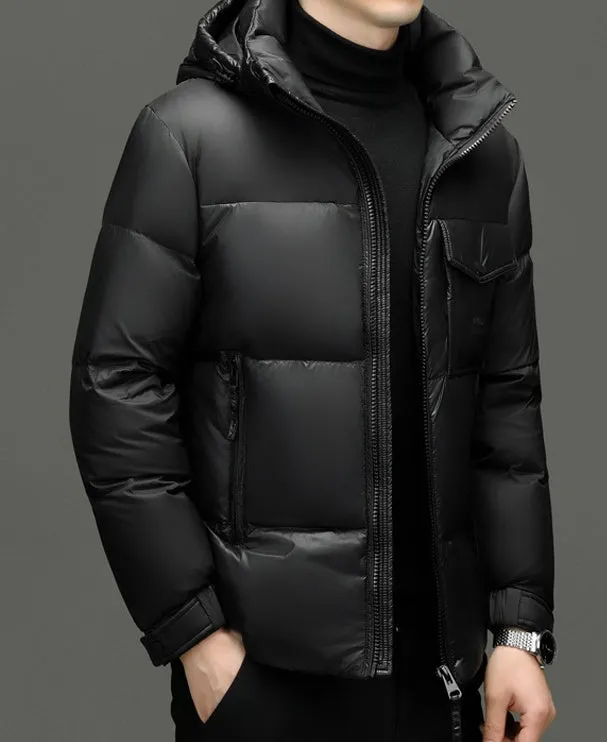 Windproof Padded Puffer Jacket featuring Solid Design