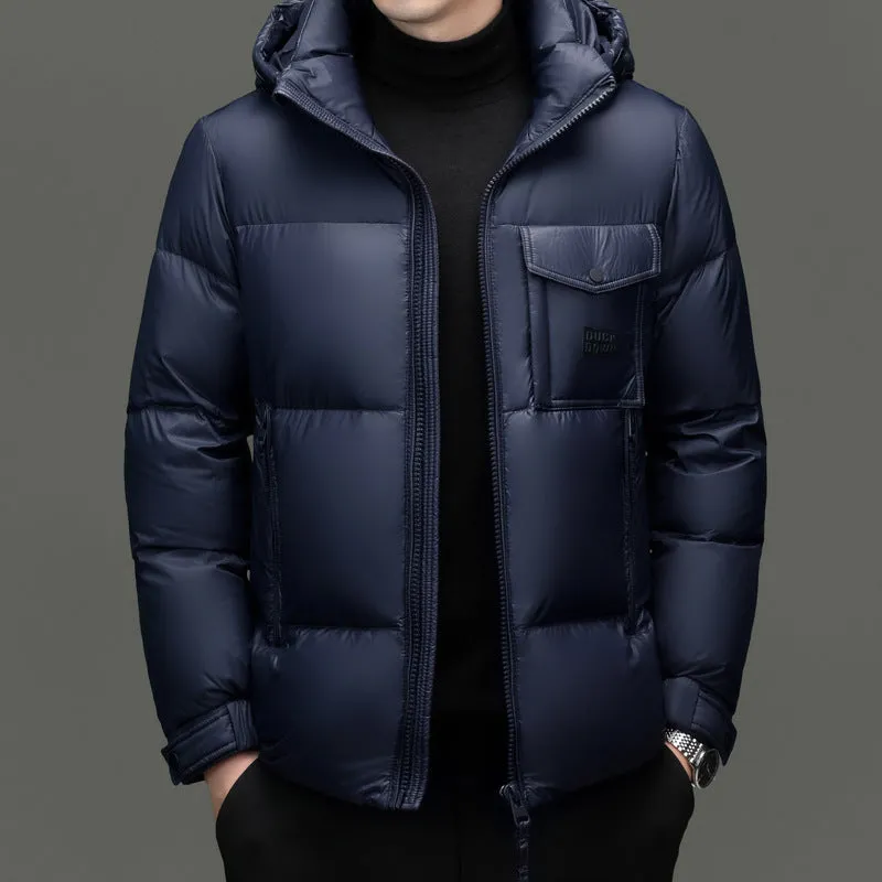Windproof Padded Puffer Jacket featuring Solid Design