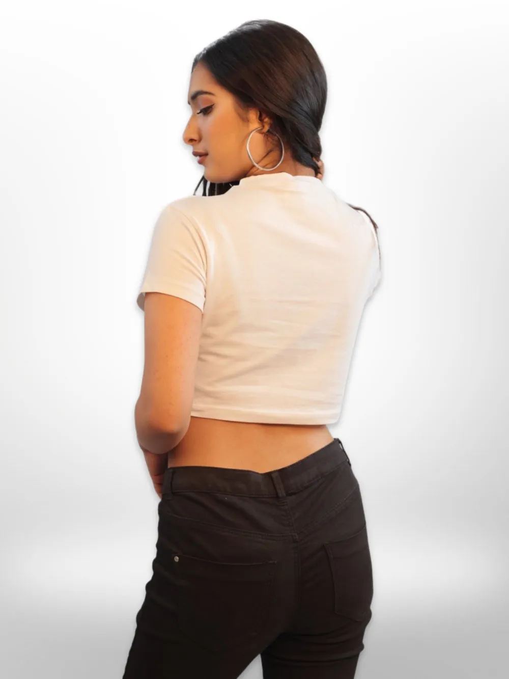 Women Cut Out Crop Tops Half Sleeve