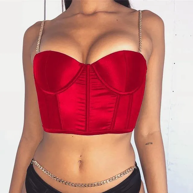 Women Satin Bustier Tops