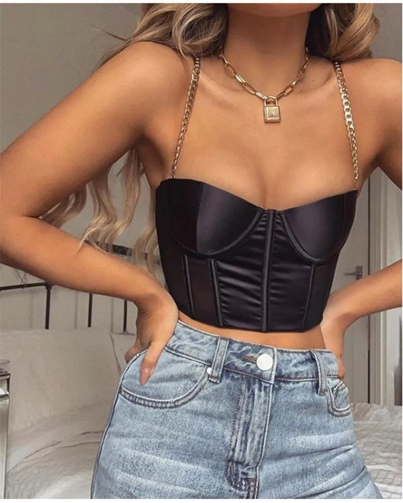 Women Satin Bustier Tops