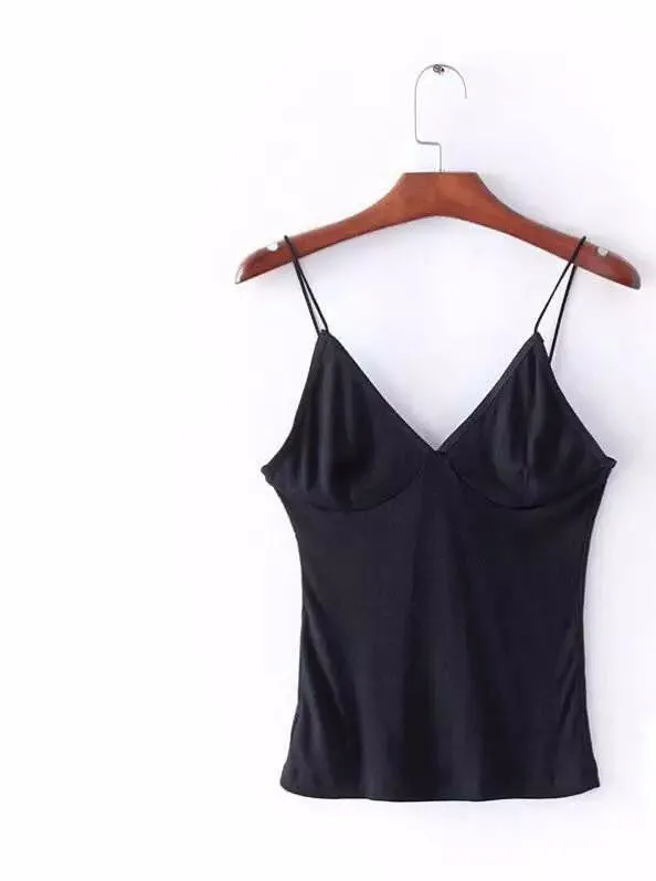 Women sexy bustier crop tops Cotton bralette tops Deep V Neck Pfeiffer Tank tops Camis Slim camisole