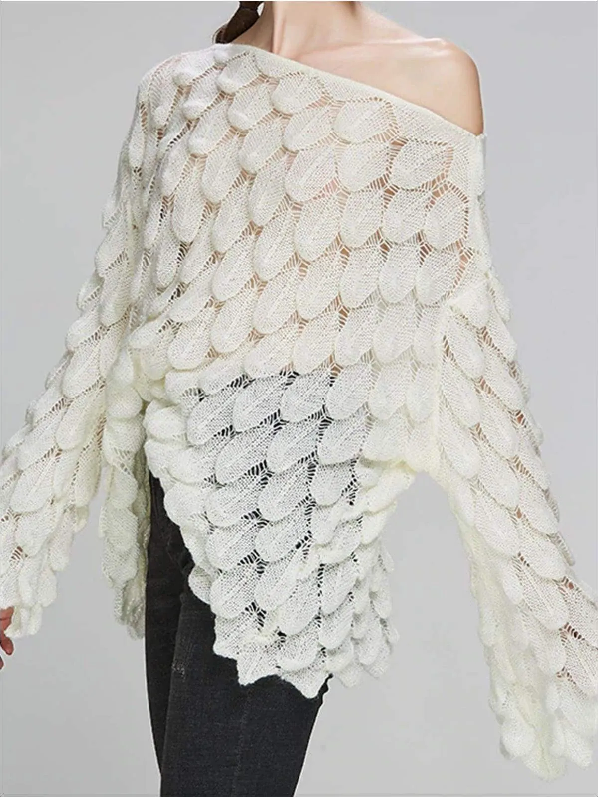 Women's Fall Macrame Over-Sized Pullover Sweater