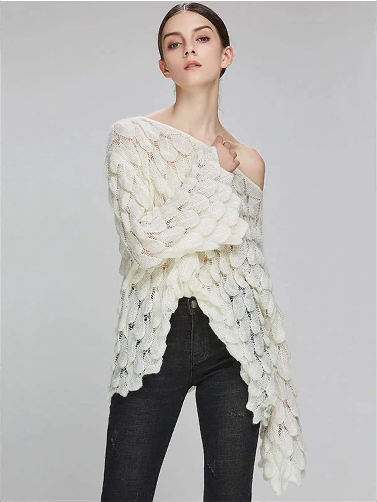 Women's Fall Macrame Over-Sized Pullover Sweater
