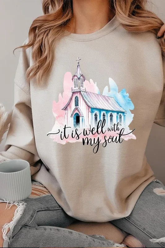 Women's It Is Well With My Soul Graphic Fleece Sweatshirt