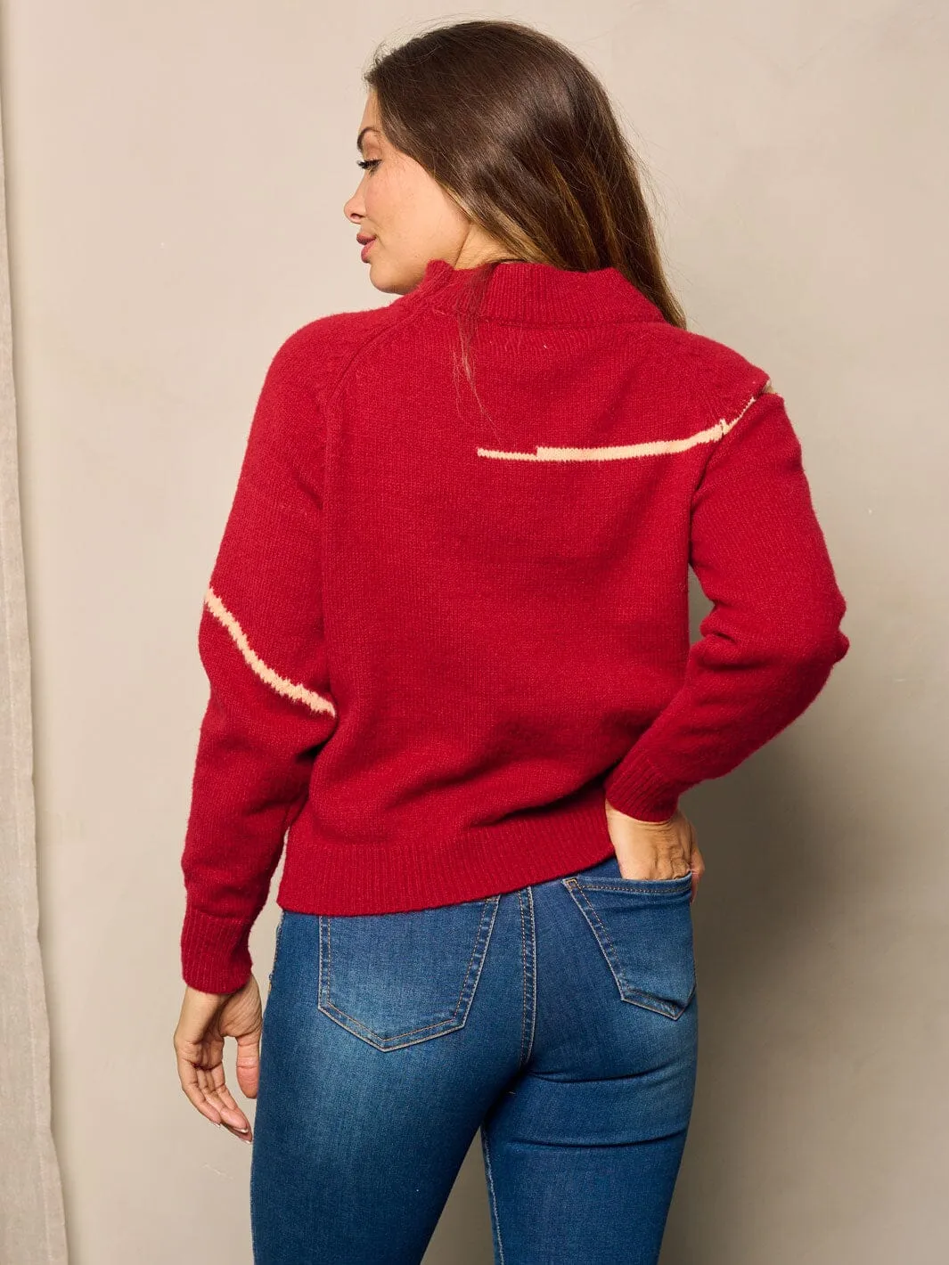 WOMEN'S LONG SLEEVE COLORBLOCK PULLOVER SWEATER