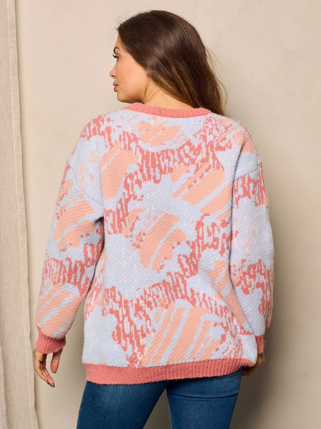 WOMEN'S LONG SLEEVE COLORBLOCK PULLOVER SWEATER