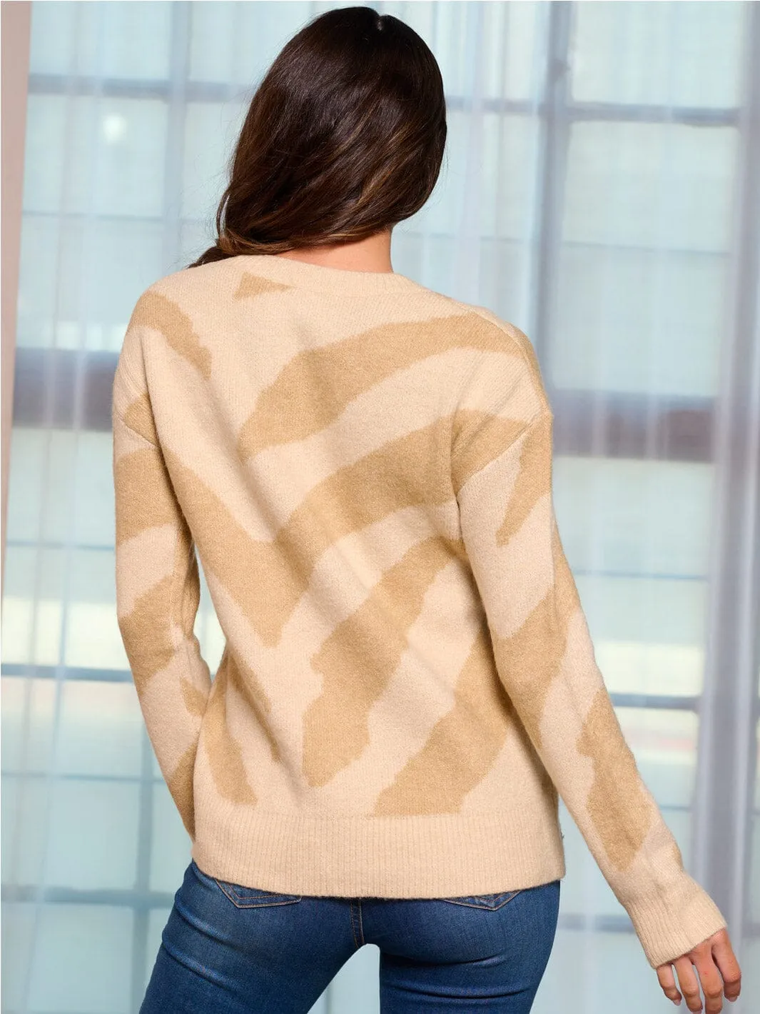 WOMEN'S LONG SLEEVE COLORBLOCK PULLOVER SWEATER