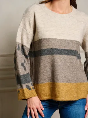 WOMEN'S LONG SLEEVE COLORBLOCK PULLOVER SWEATER