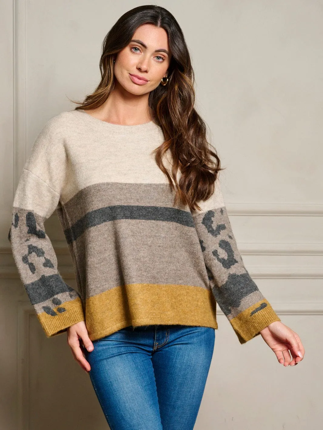 WOMEN'S LONG SLEEVE COLORBLOCK PULLOVER SWEATER