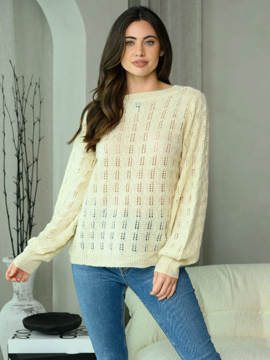WOMEN'S LONG SLEEVE KNITTED PULLOVER SWEATER